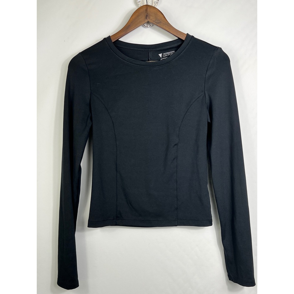 Victoria's Secret On Point Black Open Back Long Sleeve Athletic Top Small 997558 - Picture 1 of 8